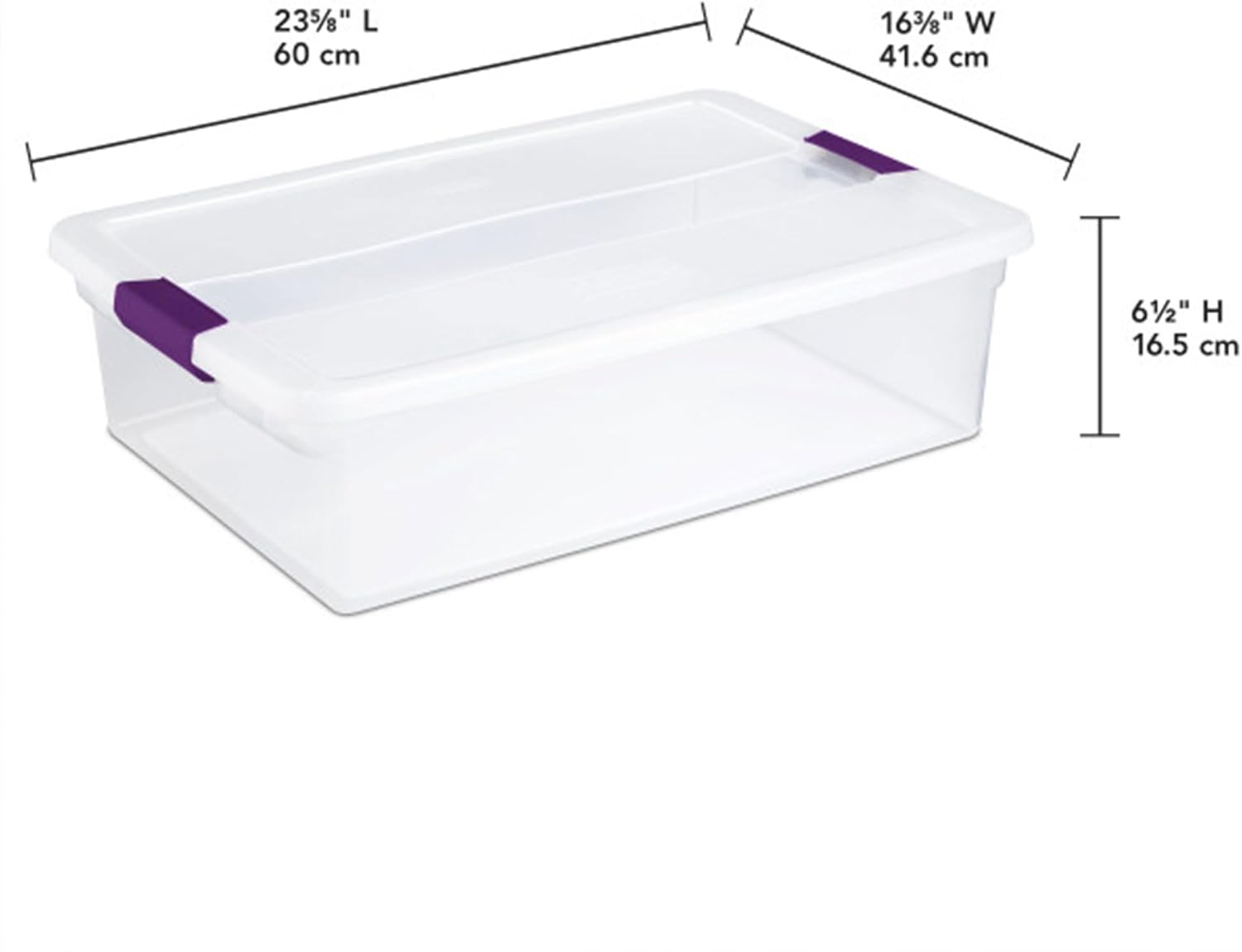 23 5/8" L  
60 cm  

16 3/8" W  
41.6 cm  

6 1/2" H  
16.5 cm