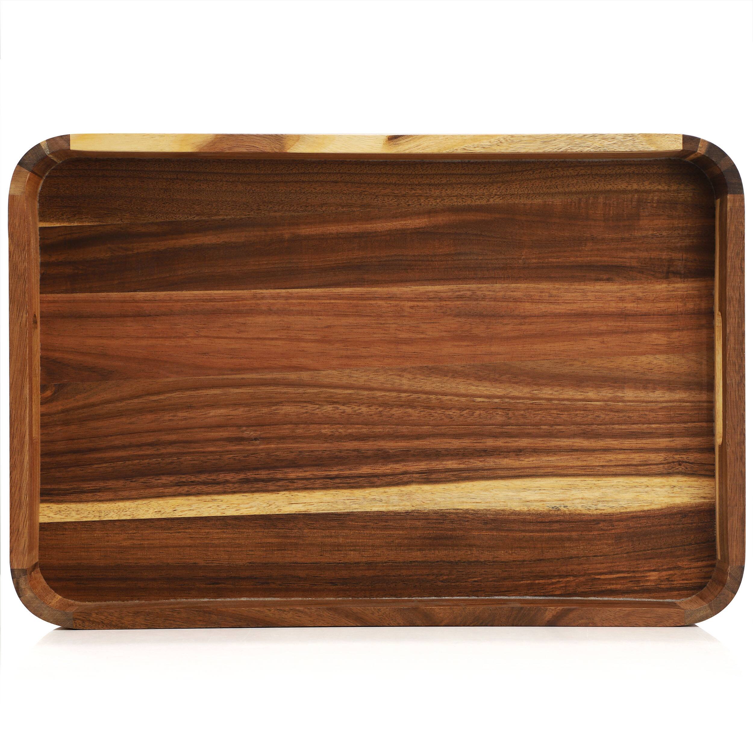 Alt View 4. MegaChef - MegaChef Acacia Wood 17.75 x 12 Inch Rectangle Serving Tray - Brown.