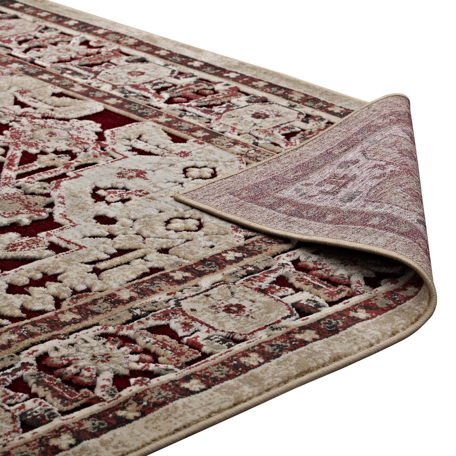 Alt View 3. Modway - Grania Ornate Vintage Floral Turkish Area Rug - Burgundy and Tan.