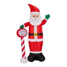 Winado - 8.2 FT Christmas Santa Claus with North Pole Road Sign Inflatable Decoration for Outdoor Air Blown Holiday - Red