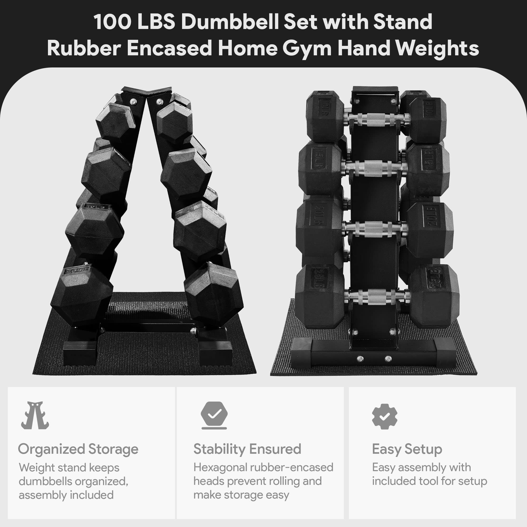 BalanceFrom Fitness BalanceFrom Dumbbell Set with Stand, Rubber