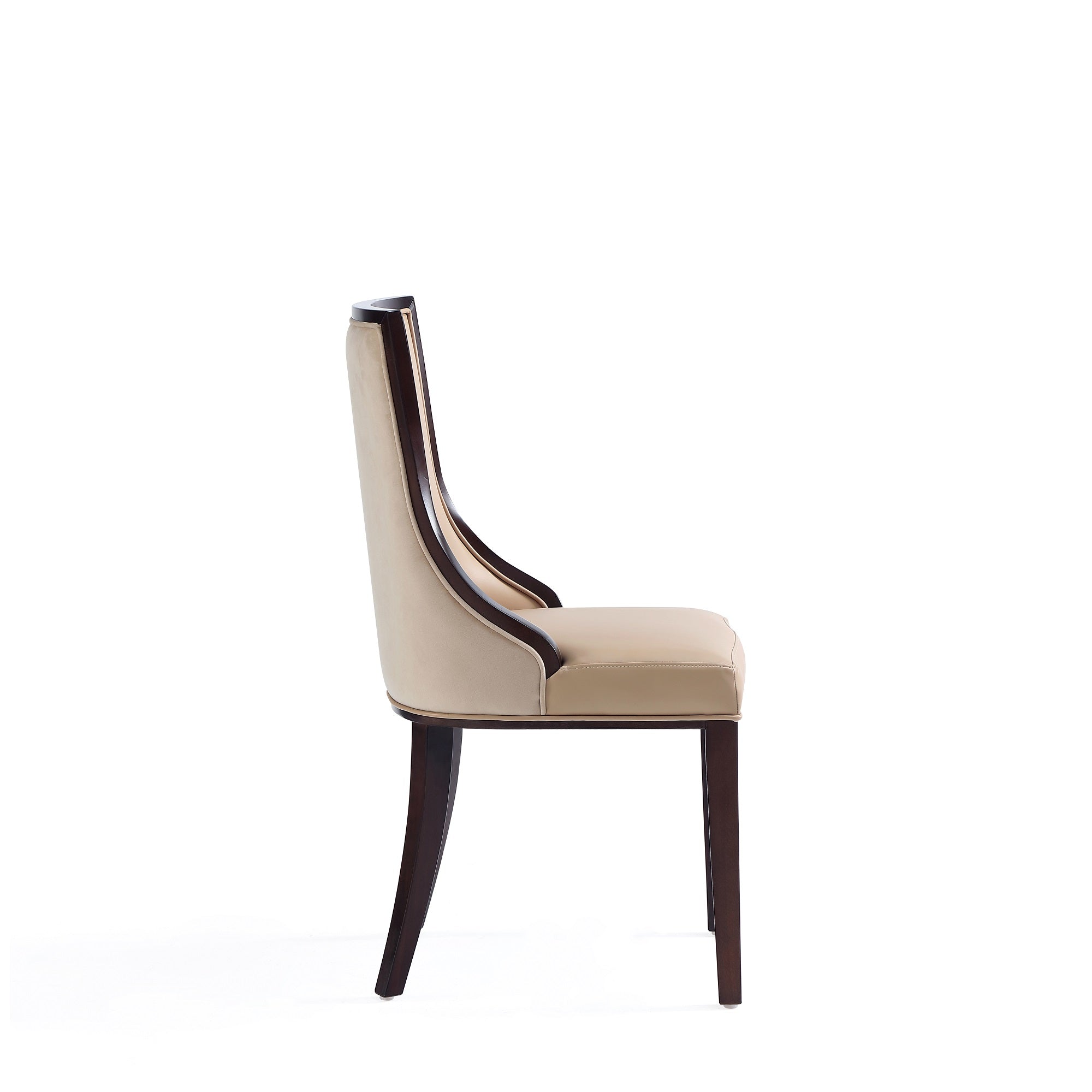 Alt View 2. Manhattan Comfort - Grand Traditional Wood Upholstered Dining Chair - Set of 4 - Tan.