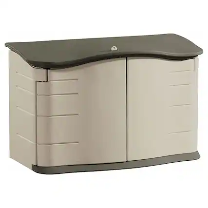 Front. RubberMaid - Rubbermaid Plastic Double Walled Horizontal Outdoor Storage Shed, Sand/Brown - Sand/Brown.