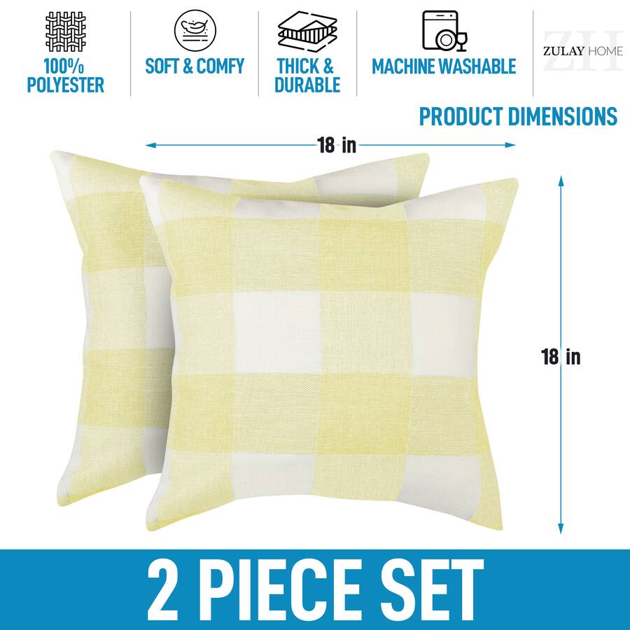 Yellow Packing Alert Zulay Kitchen Zulay Home Pack of 2 Buffalo Plaid Throw Pillow Covers 18 ...