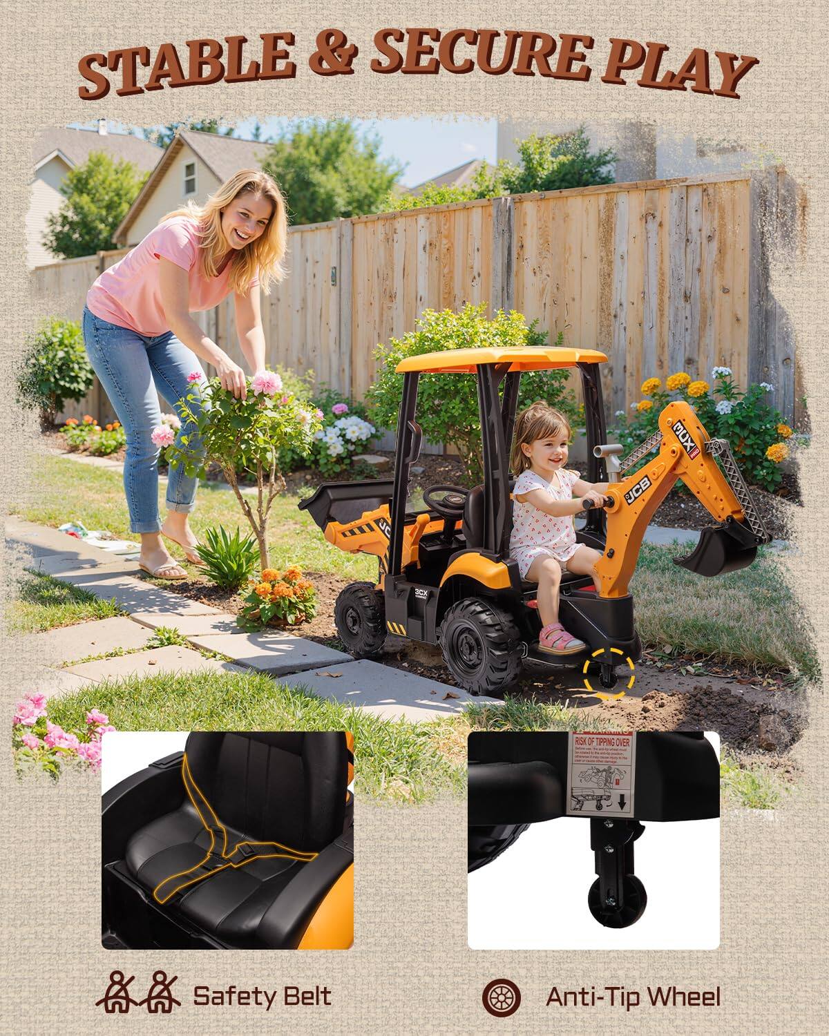 STABLE & SECURE PLAY

JCB SCX

Safety Belt

Anti-Tip Wheel