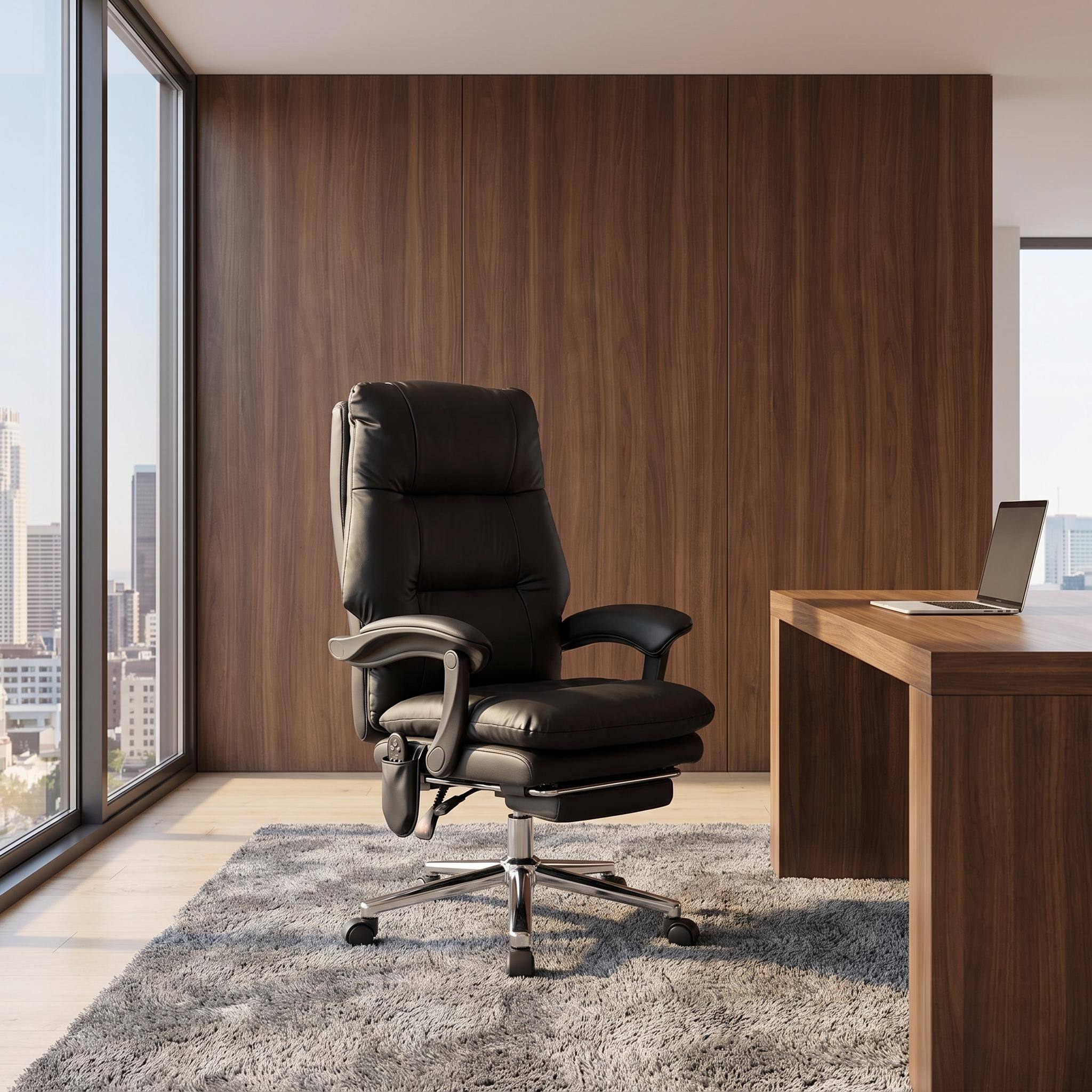 Alt View 7. Forest'nSky - Black Ergonomic Office Chair,Executive Desk Chair,Massage Office Chair - Black.