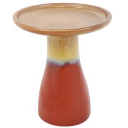 Sunnydaze - Duo-Tone Glazed Ceramic Bird Bath - 20.5 in - Lemon Cognac