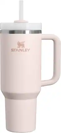 Front. Stanley - Stanley Quencher H2.0 Tumbler with Handle and Straw 40 oz | Flowstate 3-Position Lid | Cup Holder Compatible for Travel - Rose Quartz.