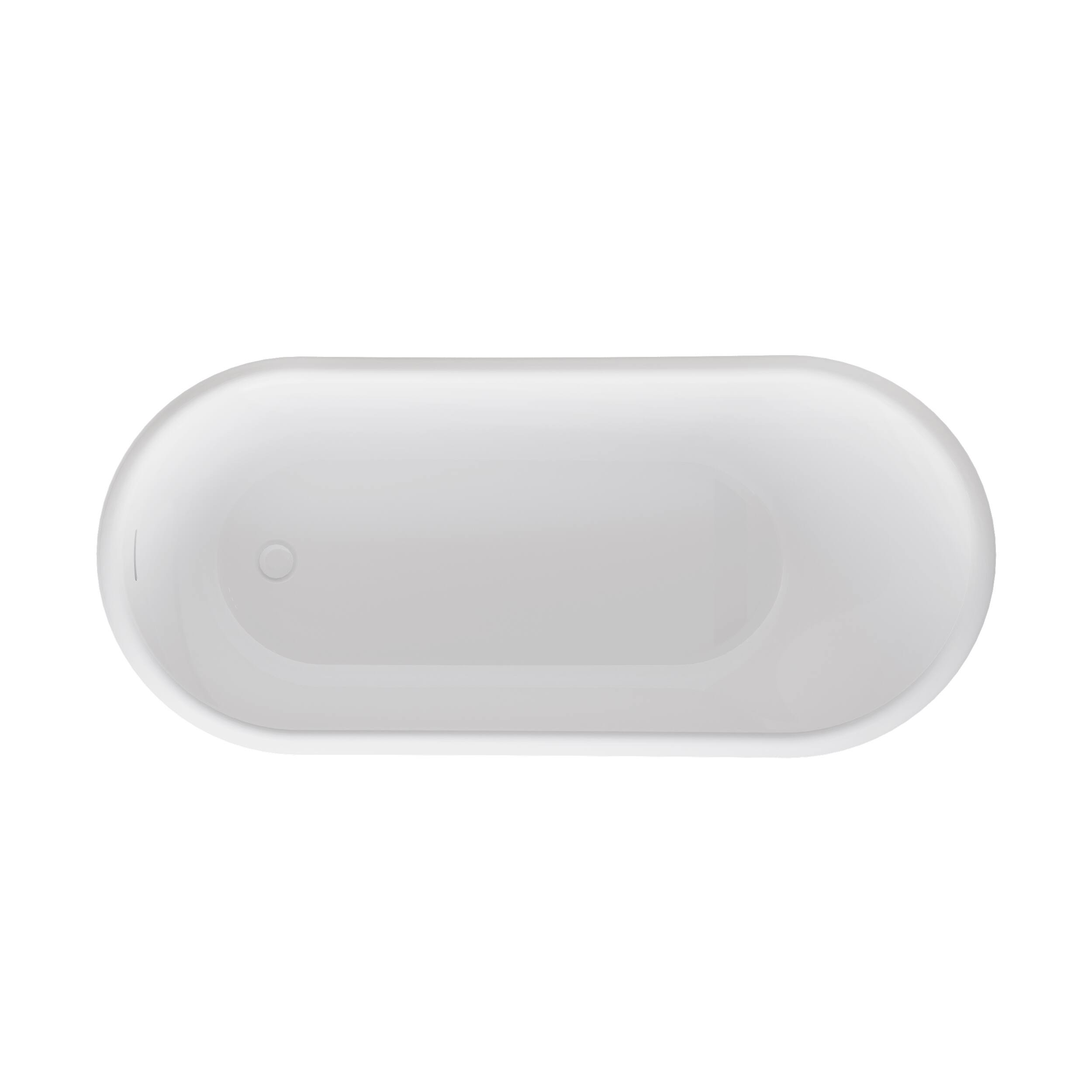 Alt View 10. WELLFOR - Luxor 66 in. x 30 in. Acrylic Oval Freestanding Soaking Bathtub with Drain and Overflow - White.