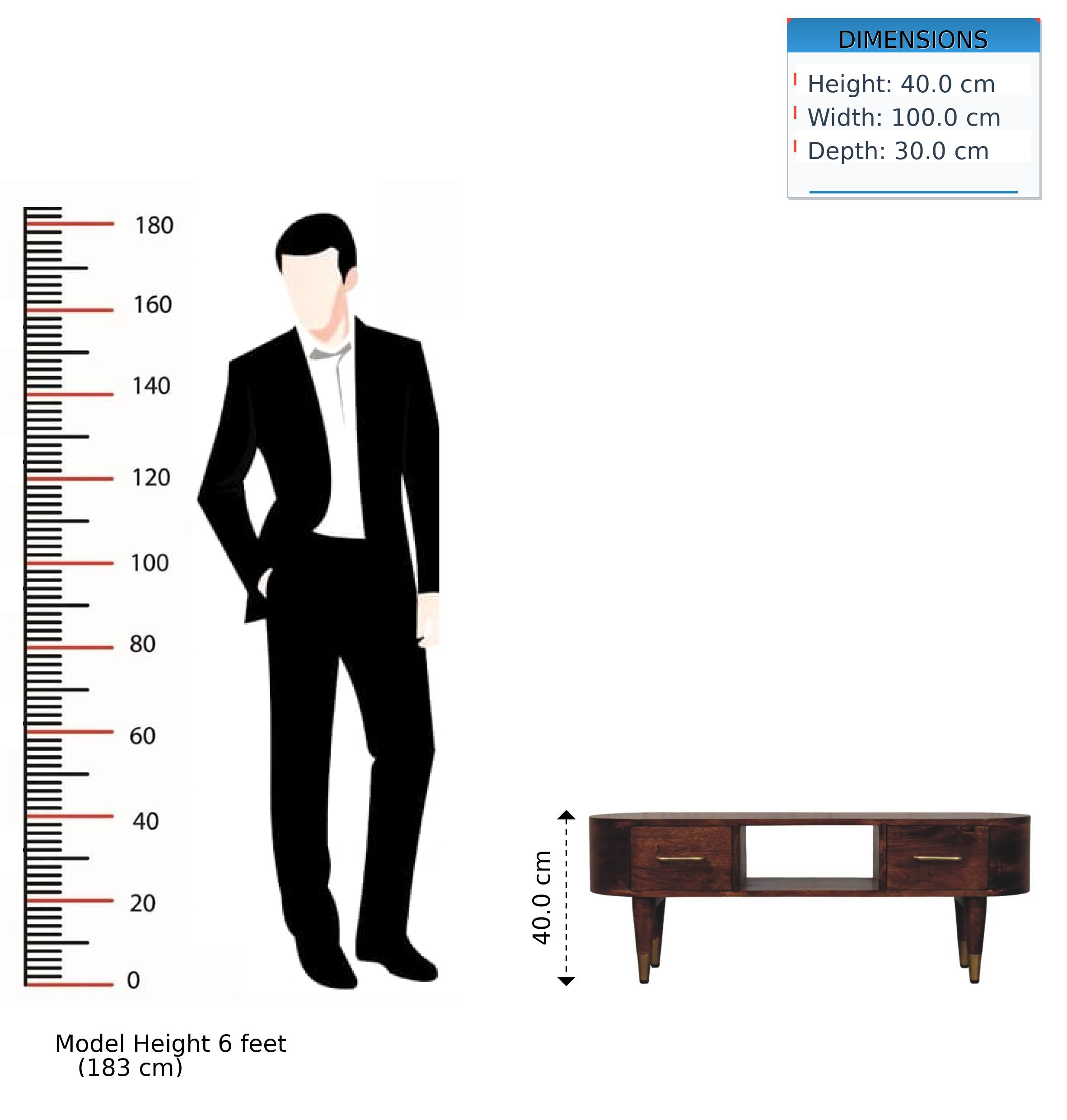 DIMENSIONS  
Height: 40.0 cm  
Width: 100.0 cm  
Depth: 30.0 cm  

Model Height: 6 feet (183 cm)