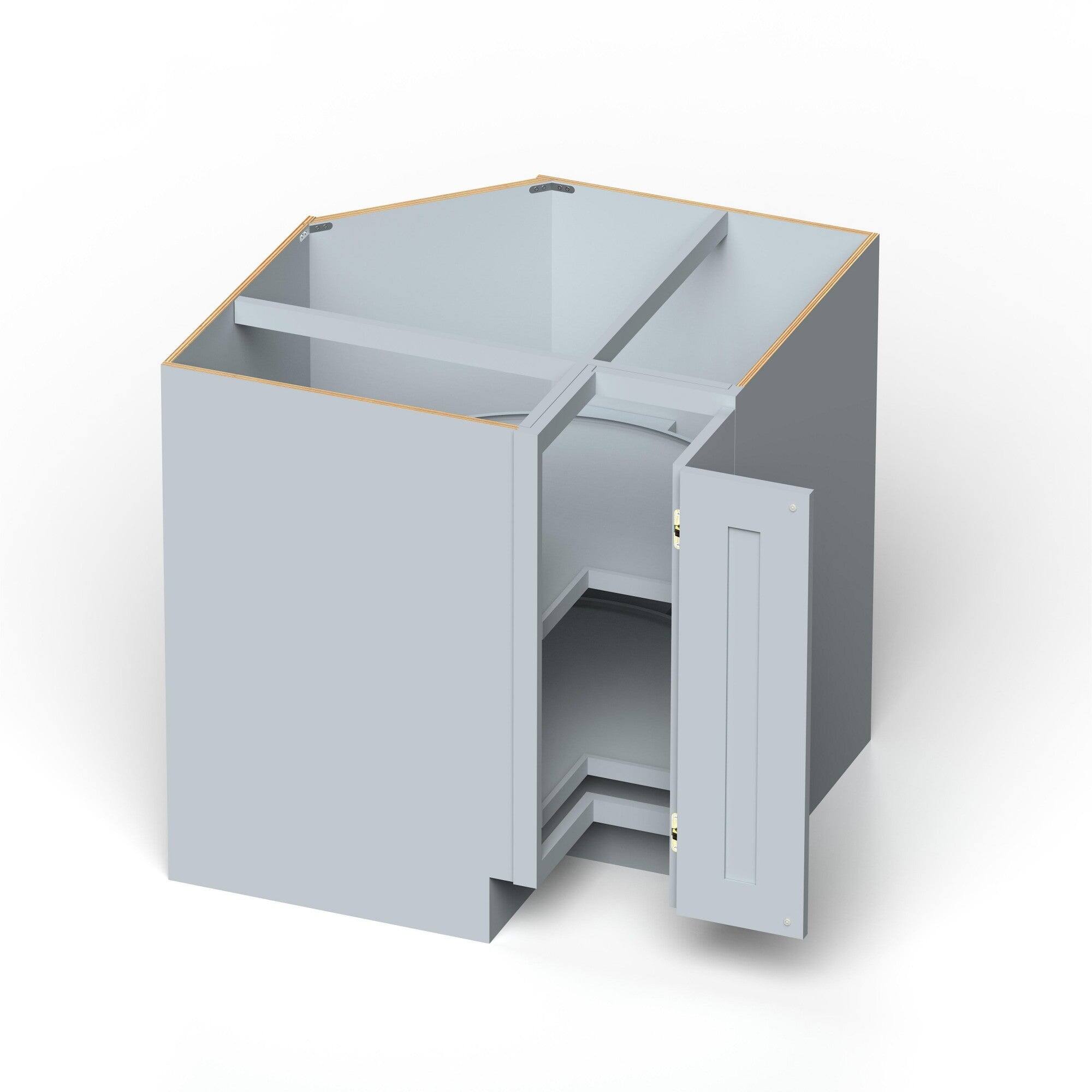 Alt View 2. Boyel Living - 33in.W x24in.D x34.5in.H DOVE GREY LAZY SUSAN CORNER BASE Fully assembled Cabinet With One HDF Door - Gray.