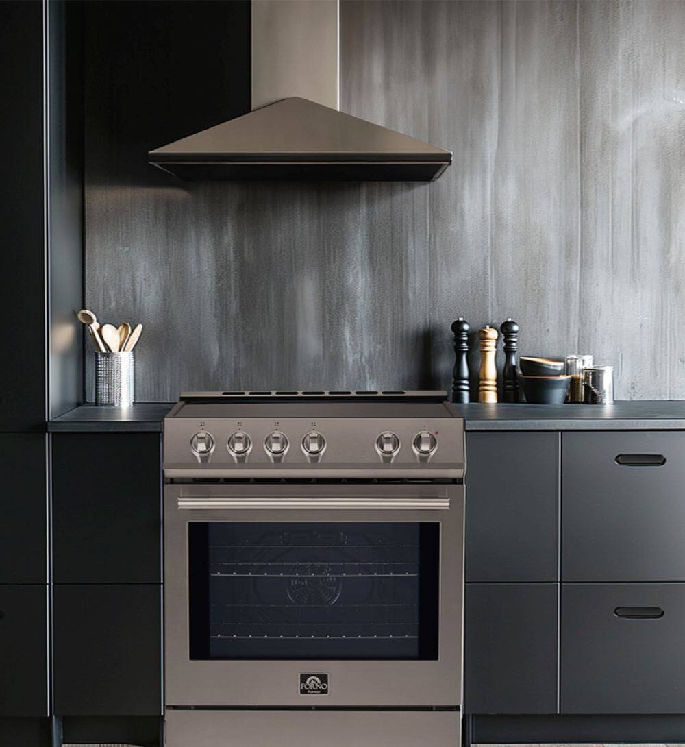 Alt View 7. Forno Appliances - Leonardo Espresso 5 cu. ft. Slide-In Electric Induction Convection Range with Customizable Hardware - Silver.
