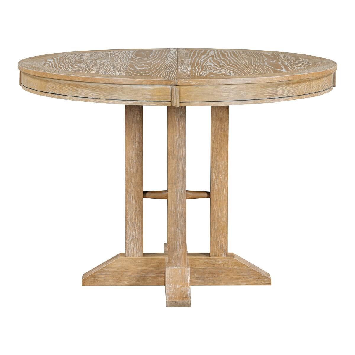 Alt View 8. Loheer - Loheer Extendable Round Dining Table Natural Wood Finish for Kitchen and Dining Room - Natural Wood Wash.