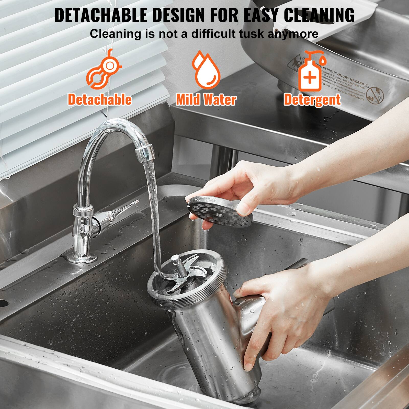 DETACHABLE DESIGN FOR EASY CLEANING  
Cleaning is not a difficult task anymore  

- Detachable  
- Mild Water  
- Detergent