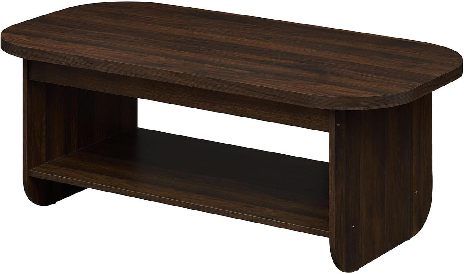 Gymax - 2-Tier Oval Coffee Table 47'' Mid Century Center Table w/ Bottom Storage Shelf Walnut - Brown price history on PriceWatchPro