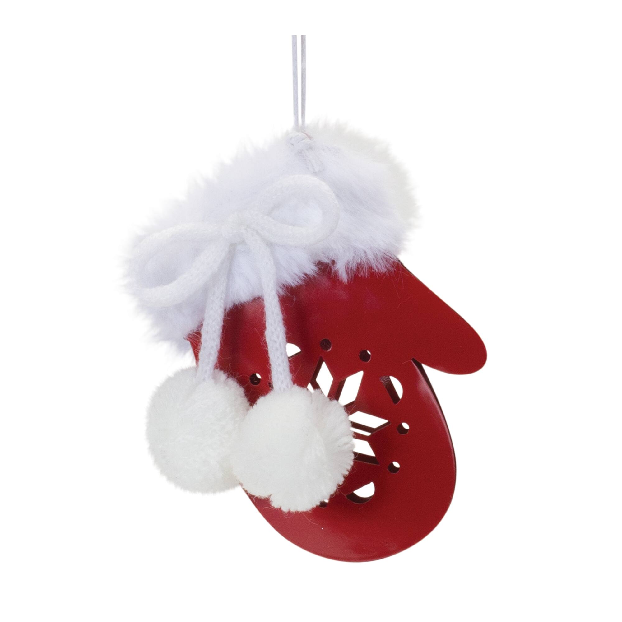 Angle. BreeBe - Snowflake Mitten and Stocking Ornament (Set of 12) - Red, White.