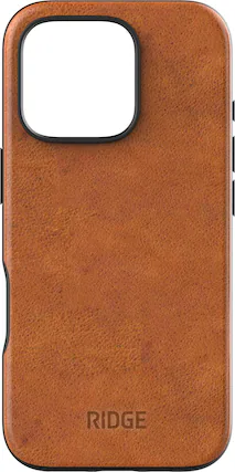 Front. The Ridge Wallet - Tobacco Brown Leather Case with MagSafe for Apple iPhone 16 Pro - Brown.