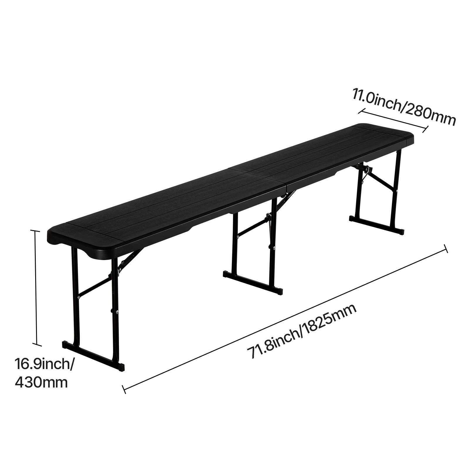 11.0 inch / 280 mm  
16.9 inch / 430 mm  
71.8 inch / 1825 mm