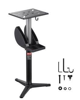VEVOR - Bench Grinder Stand, Bench Grinder Vise Floor Pedestal with 12" x 10" Mounting Plate, 5-Level Adjustable Pedestal Stand - Black