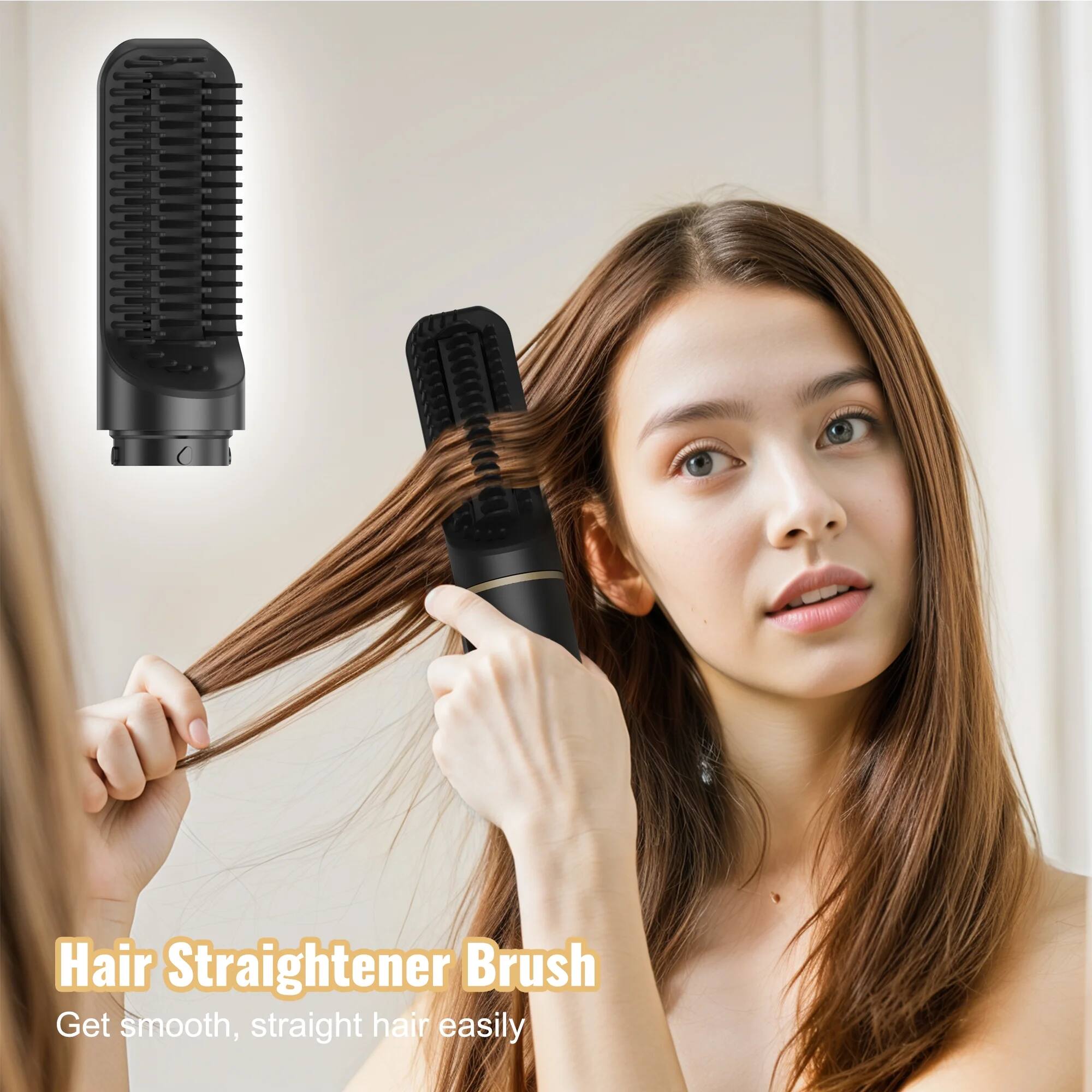 Hair Straightener Brush  
Get smooth, straight hair easily
