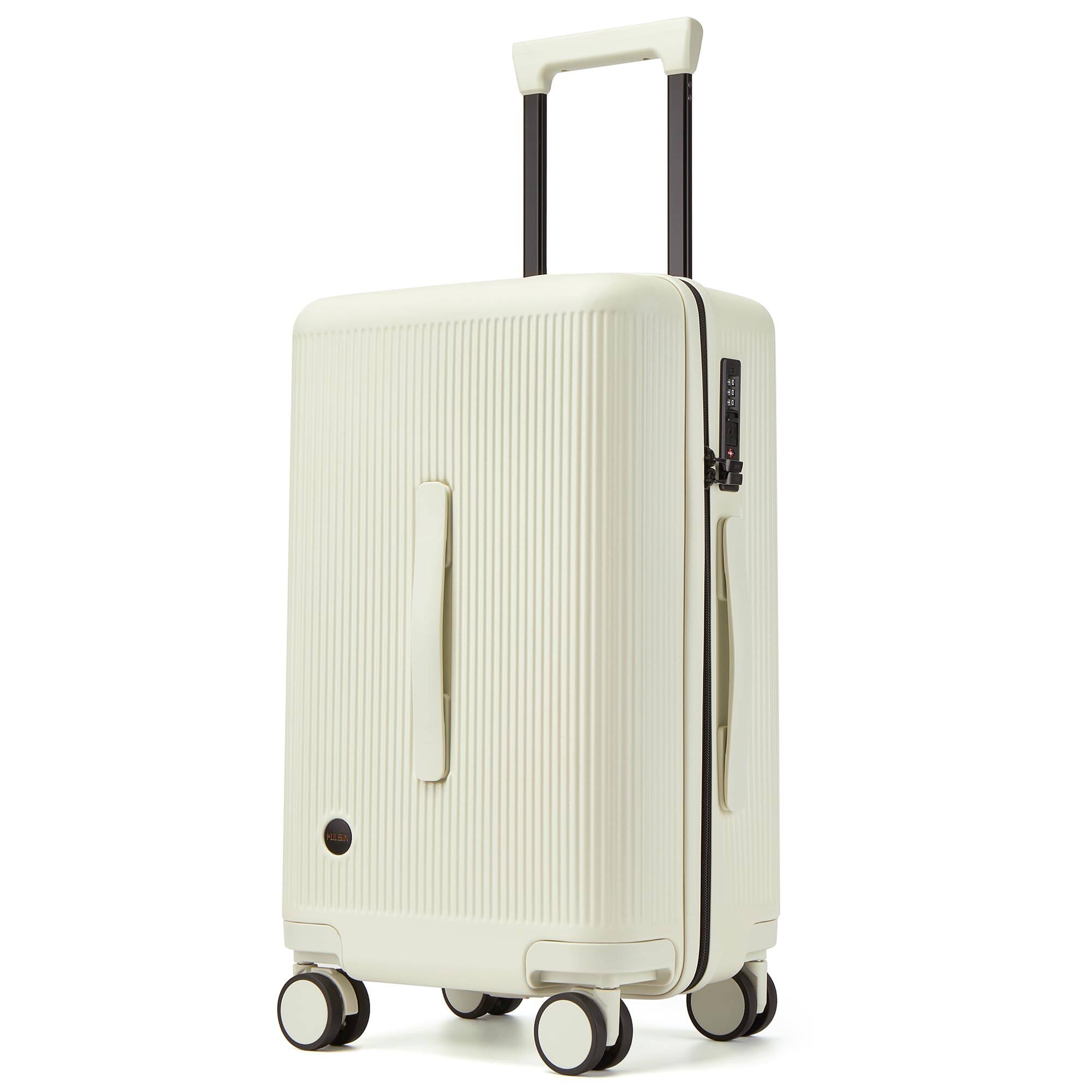 Front. Vulpecula Spade - 20 Inch Carry on Luggage, Hardside Lightweight Spinner Suitcase with TSA Lock, 22x14x9 Airline Approved Hard Shell - White.