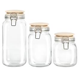 Martha Stewart - Rindleton 3 Piece Glass Canister Set with Ceramic Lids in Off - White