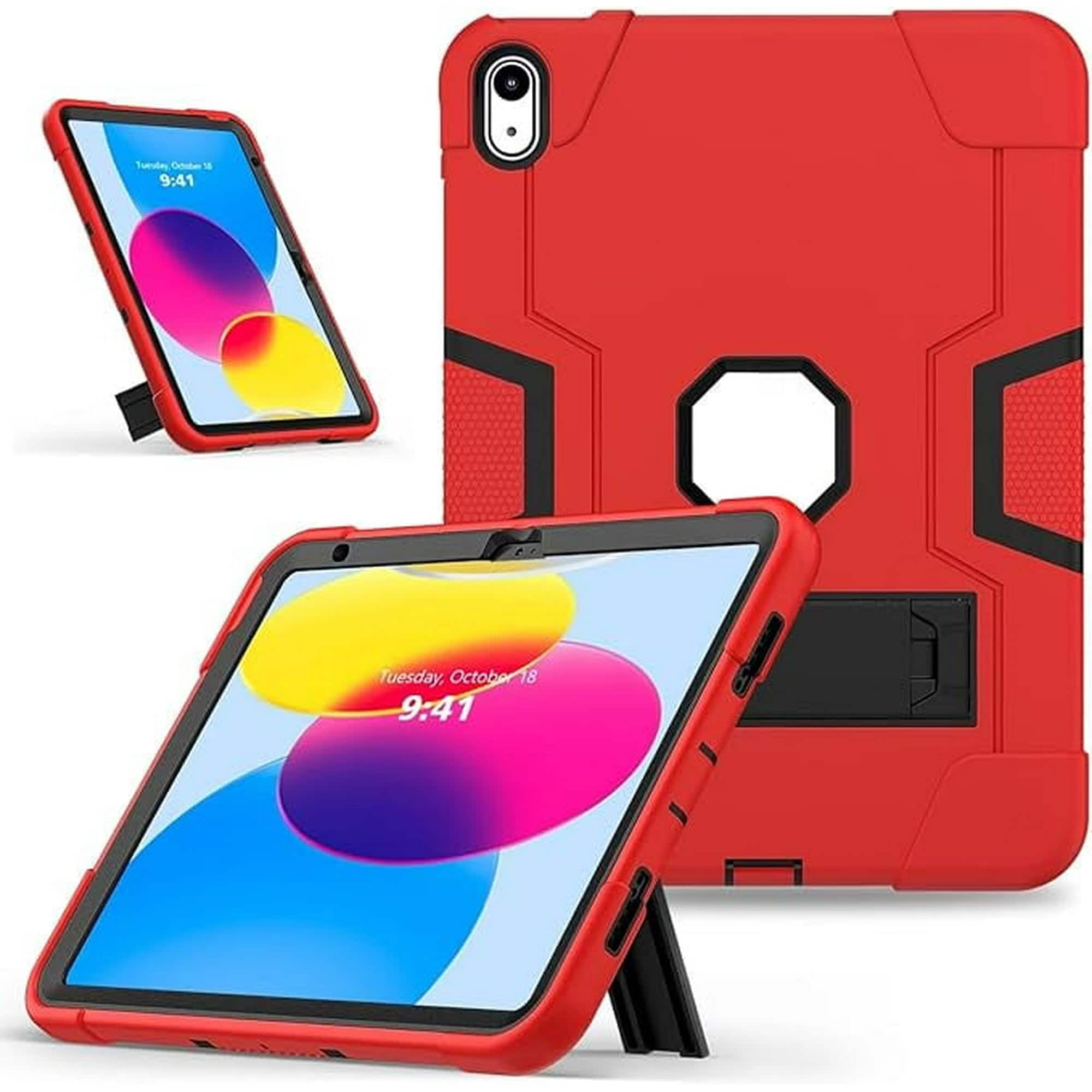 Entronix - Heavy Duty Case for iPad Air M2 11" (6th Gen, 2024) - Triple-Layer Protection - Red