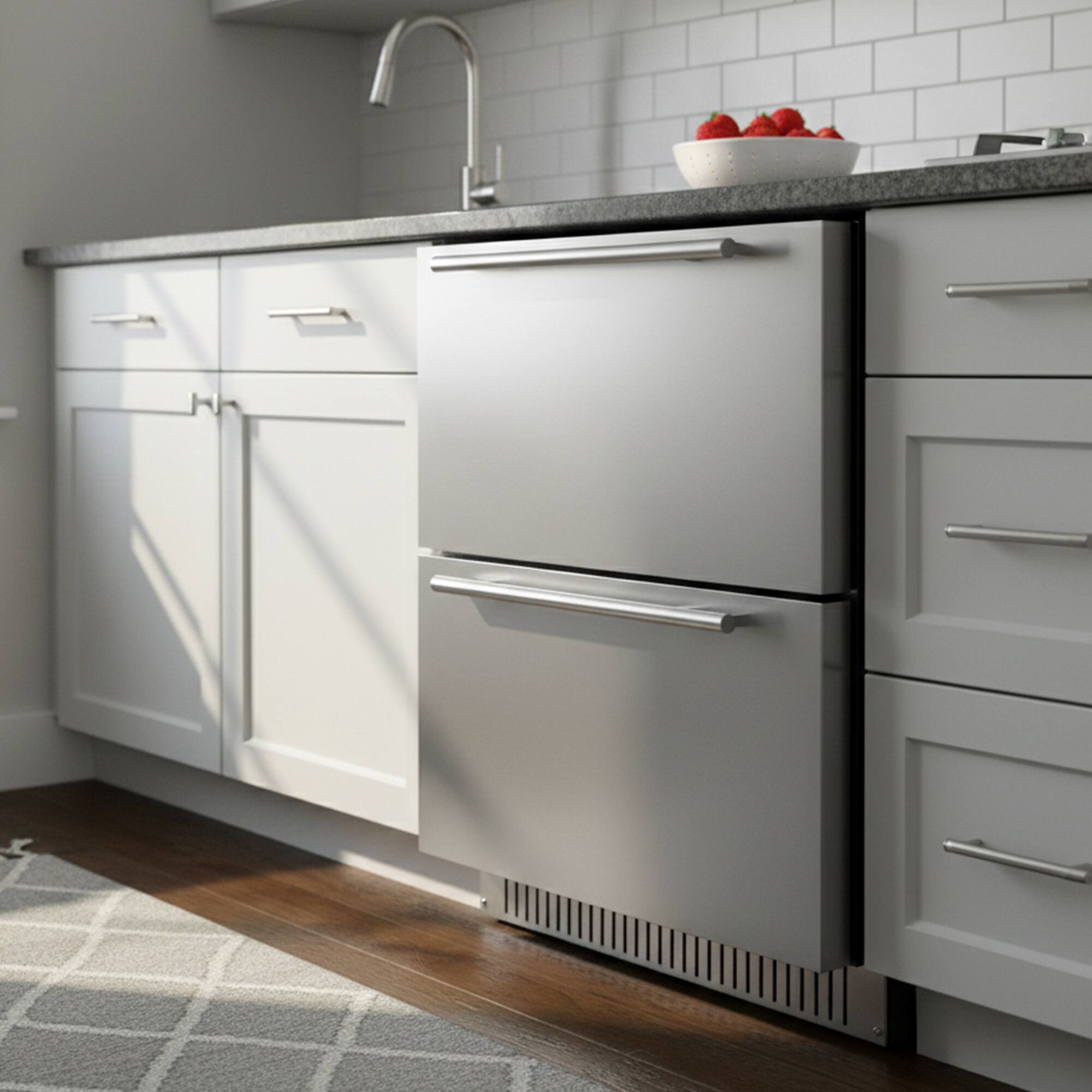 Left. Summit Appliance - 27" Wide 2-Drawer All-Refrigerator - Steel.