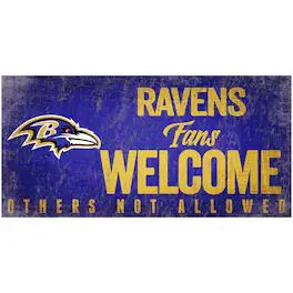 Fan Creations - Baltimore Ravens 6" x 12" Fans Welcome Sign - Multicolor