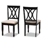 Front. Baxton Studio - Reneau Modern Fabric Upholstered Espresso Finished Wood 2-Piece Dining Chair Set Set - Sand Brown/Espresso.