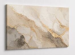 FC Design - Large Canvas 24x36" Neutral Marble Beige Gold Texture Art Painting Home Wall Décor - MultiColor