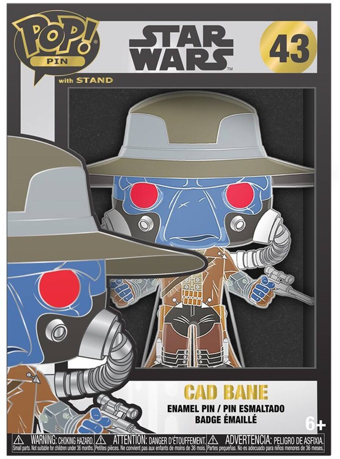 POP! STAR 43 PIN WARS TM with STAND CAD BANE ENAMEL PIN / PIN ESMALTADO BADGE ÉMAILLÉ 6+ WARNING: CHOKING HAZARD. ATTENTION: DANGER D'TOUFFEMENT. ADVERTENCIA: PELIGRO DE ASFIXIA. Small parts. Not suitable for children under 36 months. Petites pieces. Ne convient pas aux enfants de moins de 36 mois. Partes pequeas. No es adecuado para niños menores de 36 meses.