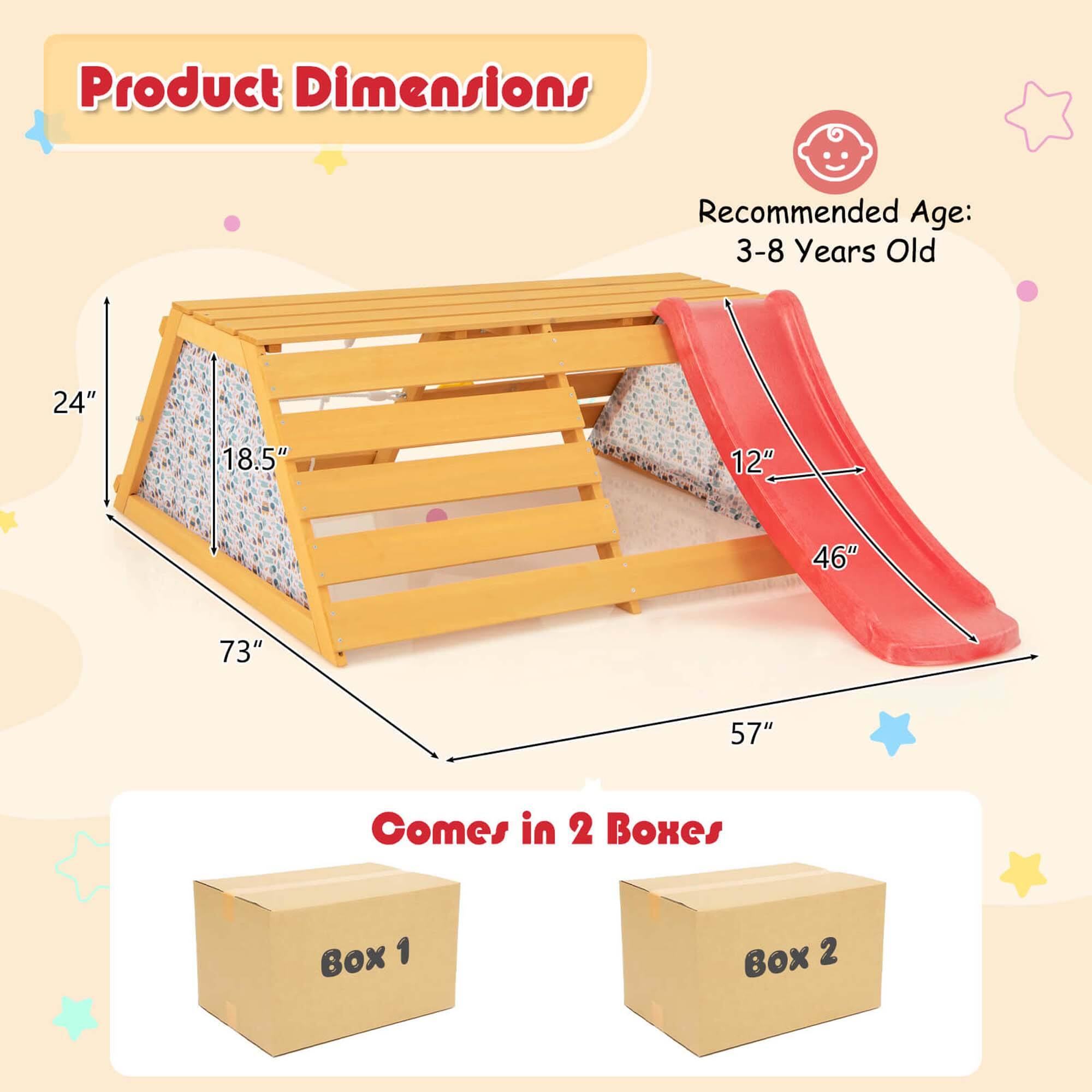 Product Dimensions: 24", 18.5", 12", 46", 73", 57"
Recommended Age: 3-8 Years Old
Comes in 2 Boxes: Box 1, Box 2