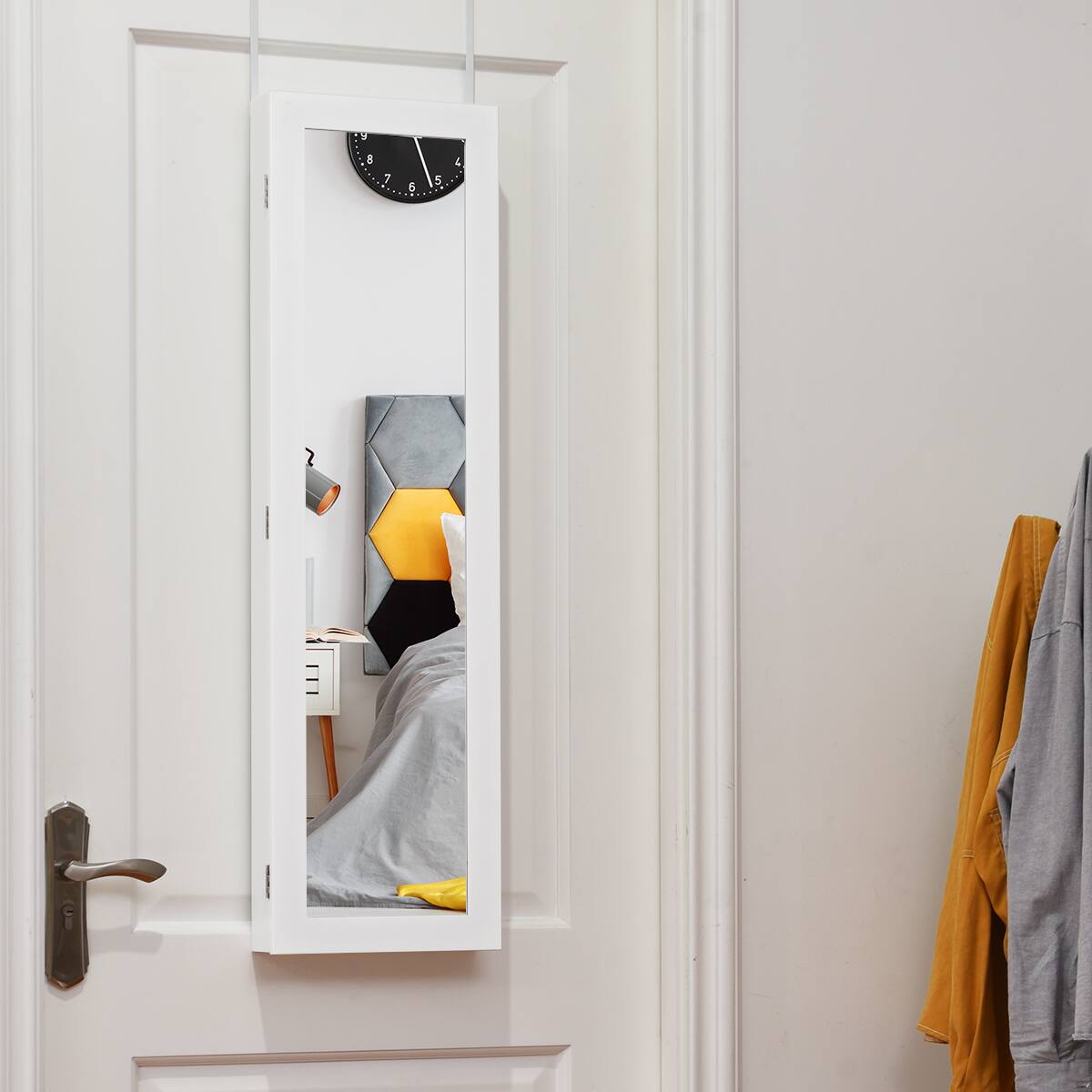 Alt View 12. Costway - Door Mounted Mirrored Jewelry Cabinet Storage Organizer - White.