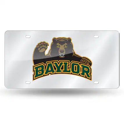 Front. Rico Industries - Baylor Bears Mirrored Laser Cut License Plate Laser Tag - Multi.