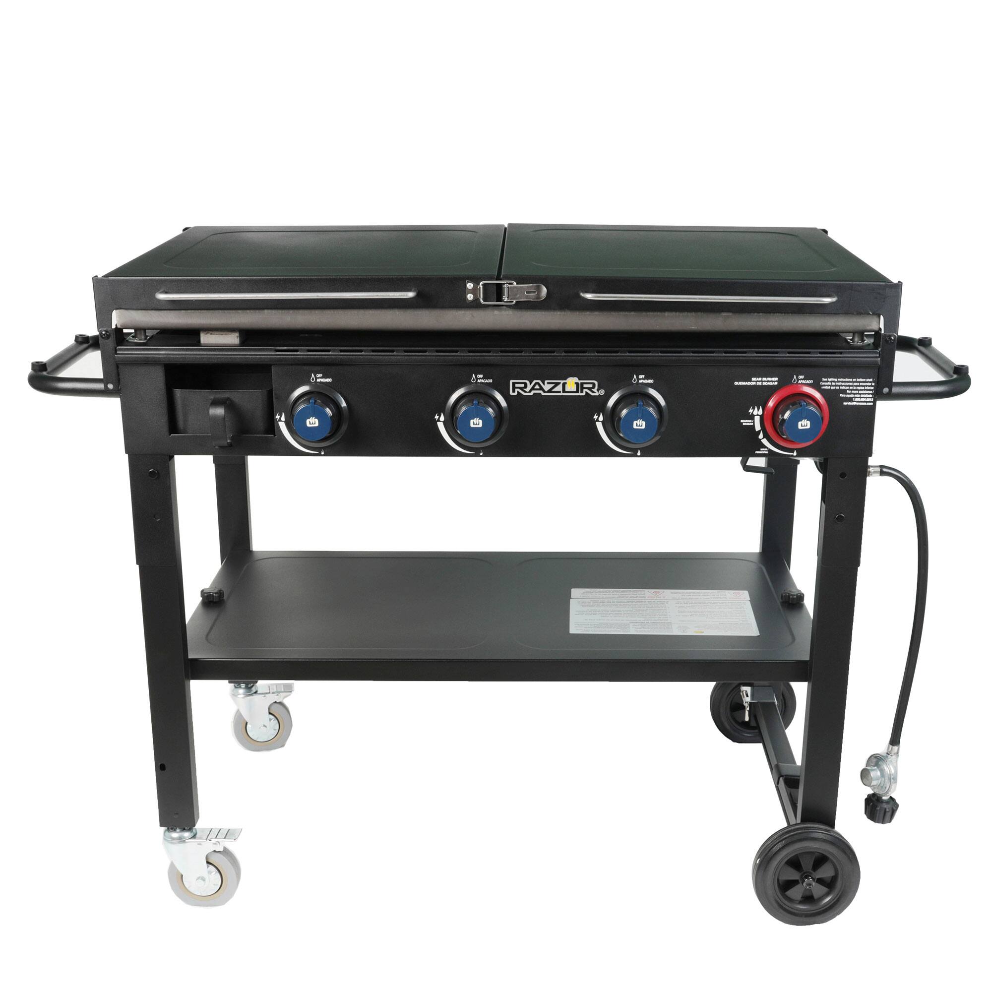 Front. Razor Griddle - Razor Griddle GGC1643M 37 Inch Outdoor 4 Burner LP Propane Gas Griddle Grill - Black.