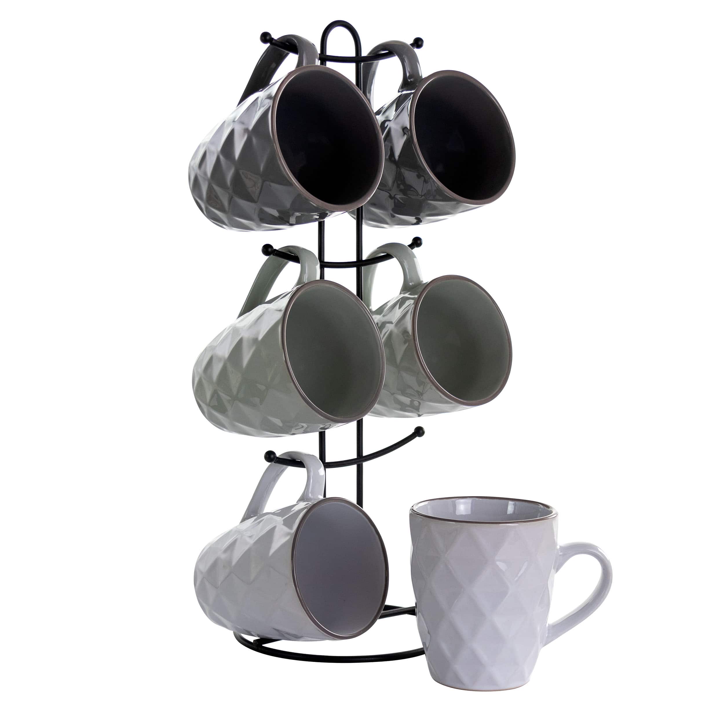 Elama - Diamond Waves 6-Piece 12 oz. Mug Set with Stand, Colors - Assorted price history on PriceWatchPro