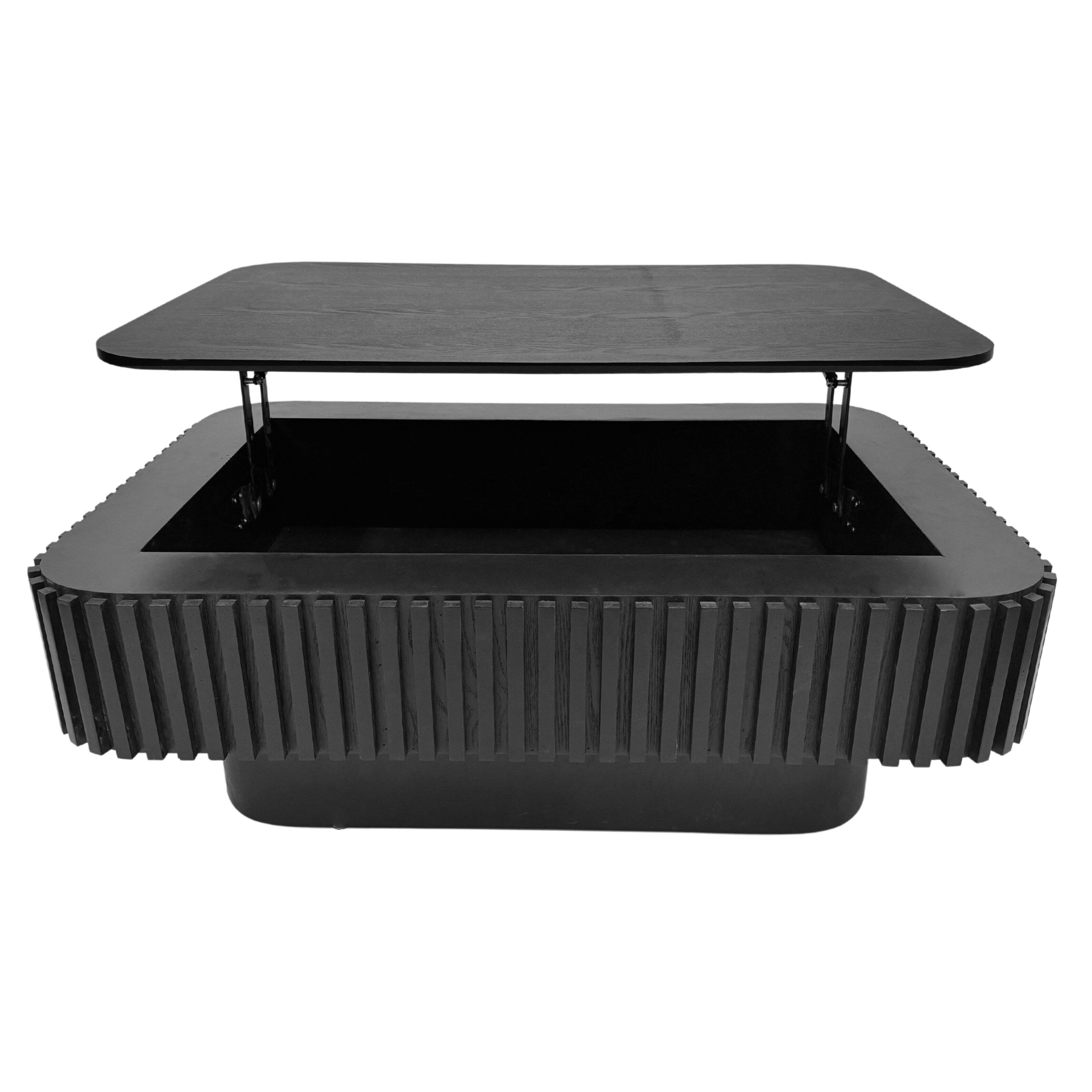 Alt View 8. Loheer - Loheer Lift Top Coffee Table Black Fluted Adjustable Height Coffee Table with Storage for Modern Apartment 38.6 Inch - Black.
