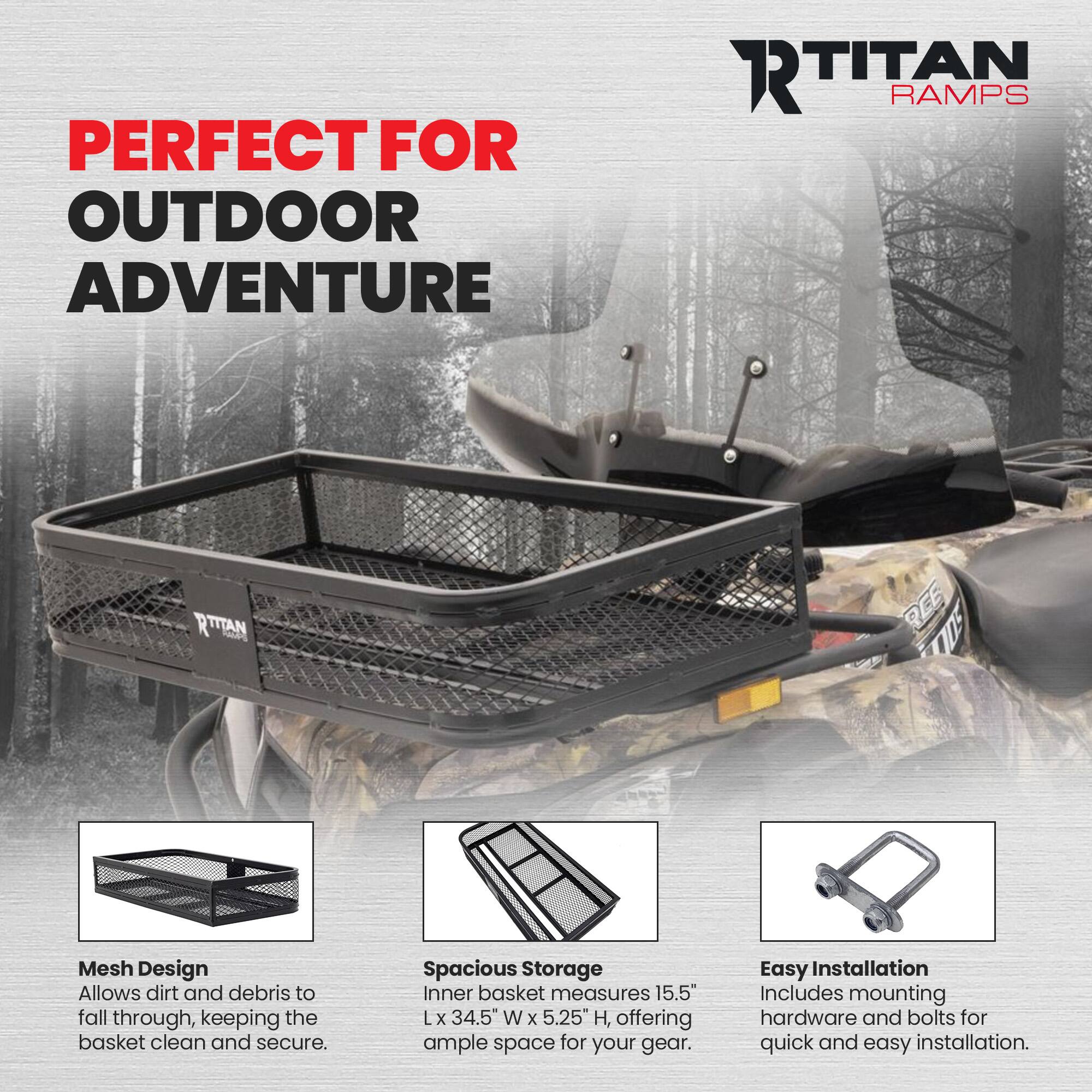 Titan Ramps Universal ATV/UTV Front Cargo Basket Rack with 100 Pound ...