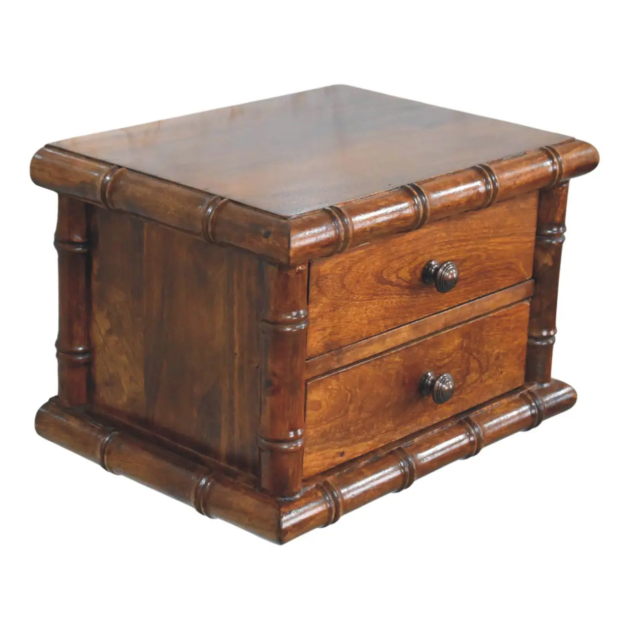 Alt View 4. Artisan Furniture - Artisan Furniture Solid Wood Bamboo Two Drawer Wall-Mounted Bedside, Brown - Brown.