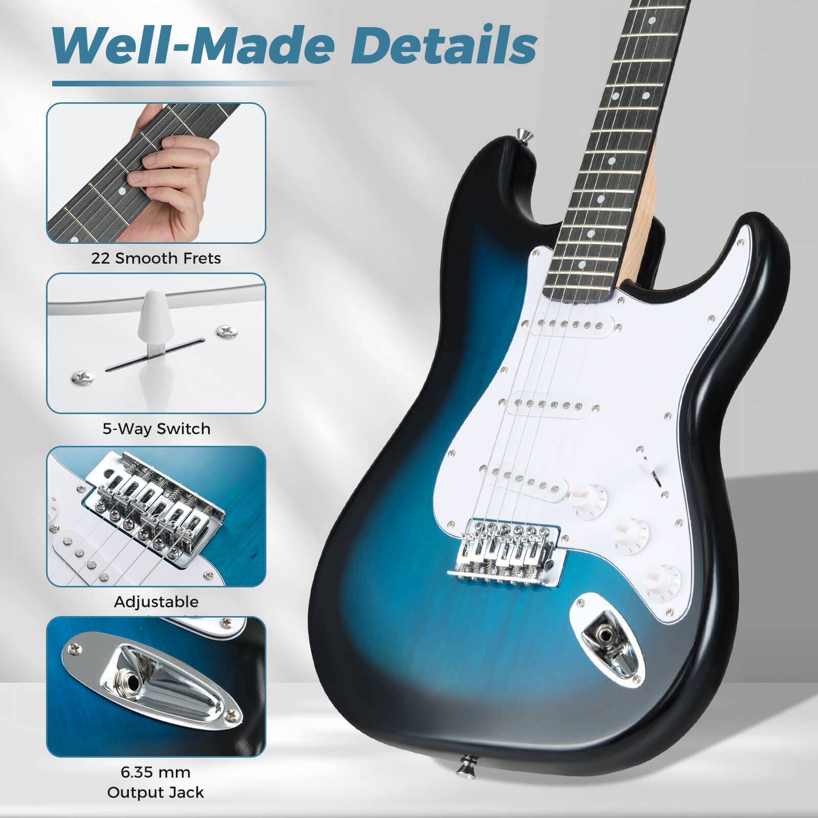 Well-Made Details

- 22 Smooth Frets
- 5-Way Switch
- Adjustable
- 6.35 mm Output Jack