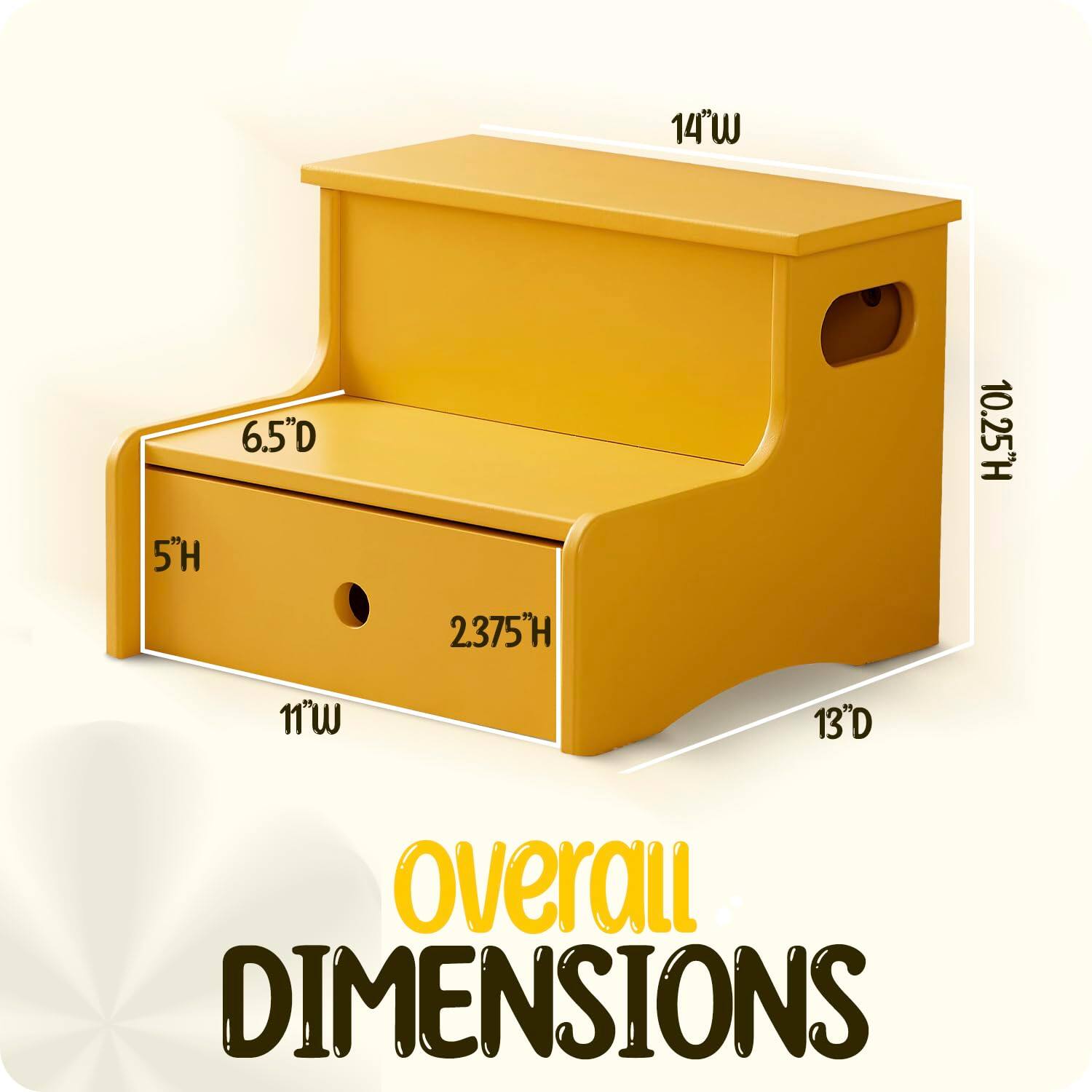 14"W  
5"H  
6.5"D  
10.25"H  
2375"H  
11"W  
13"D  

overall DIMENSIONS