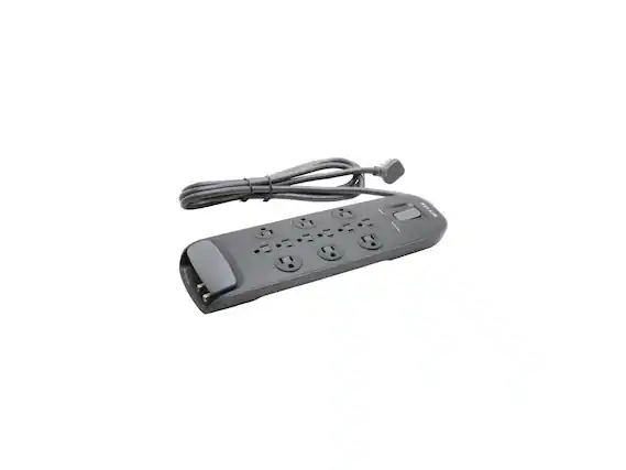 Front. Belkin - BELKIN BV112230-08-BLK 8 ft. 12 Outlets 3996J Surge Protector with Power Cord with Cable/Satellite Protection - Black.