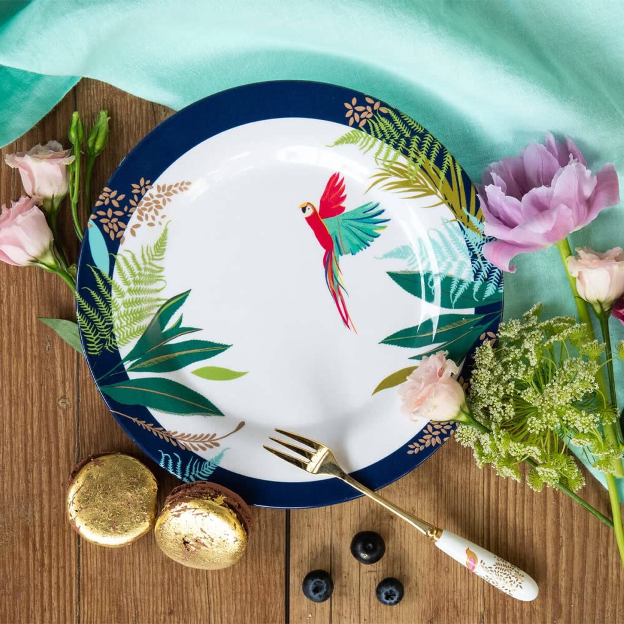 Angle. Portmeirion - Portmeirion Sara Miller Parrot Salad Plate - Set of 4 - Multicolored.