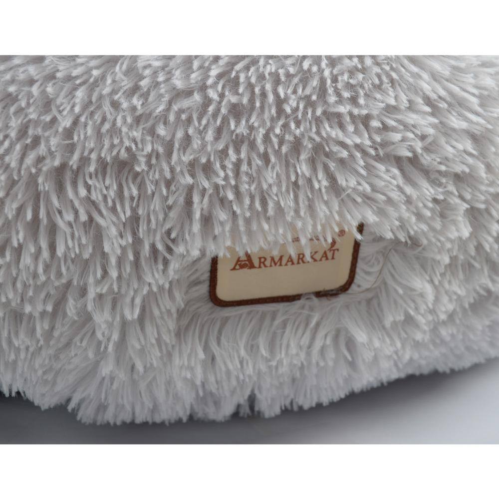 Alt View 6. Armarkat - Extra Large Fluffy Gray Round Cat Bed - Gray.