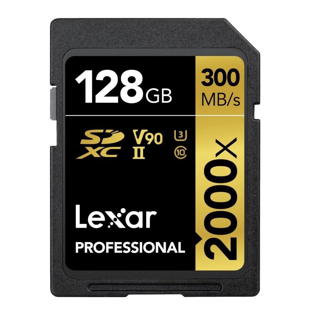 128 GB  
300 MB/s  
SDXC II  
V90  
Lexar PROFESSIONAL  
2000