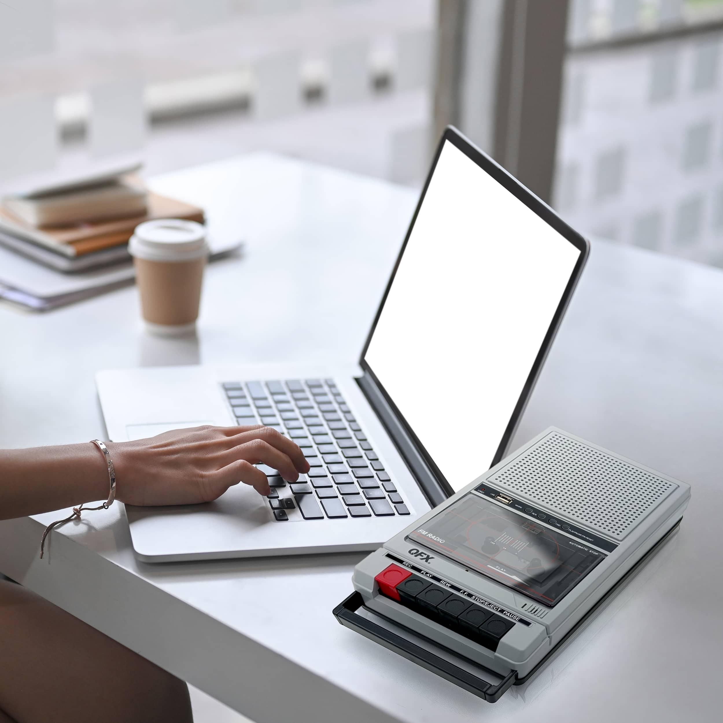 Alt View 14. QFX - Cassette Player and Recorder with Bluetooth and USB - Silver.