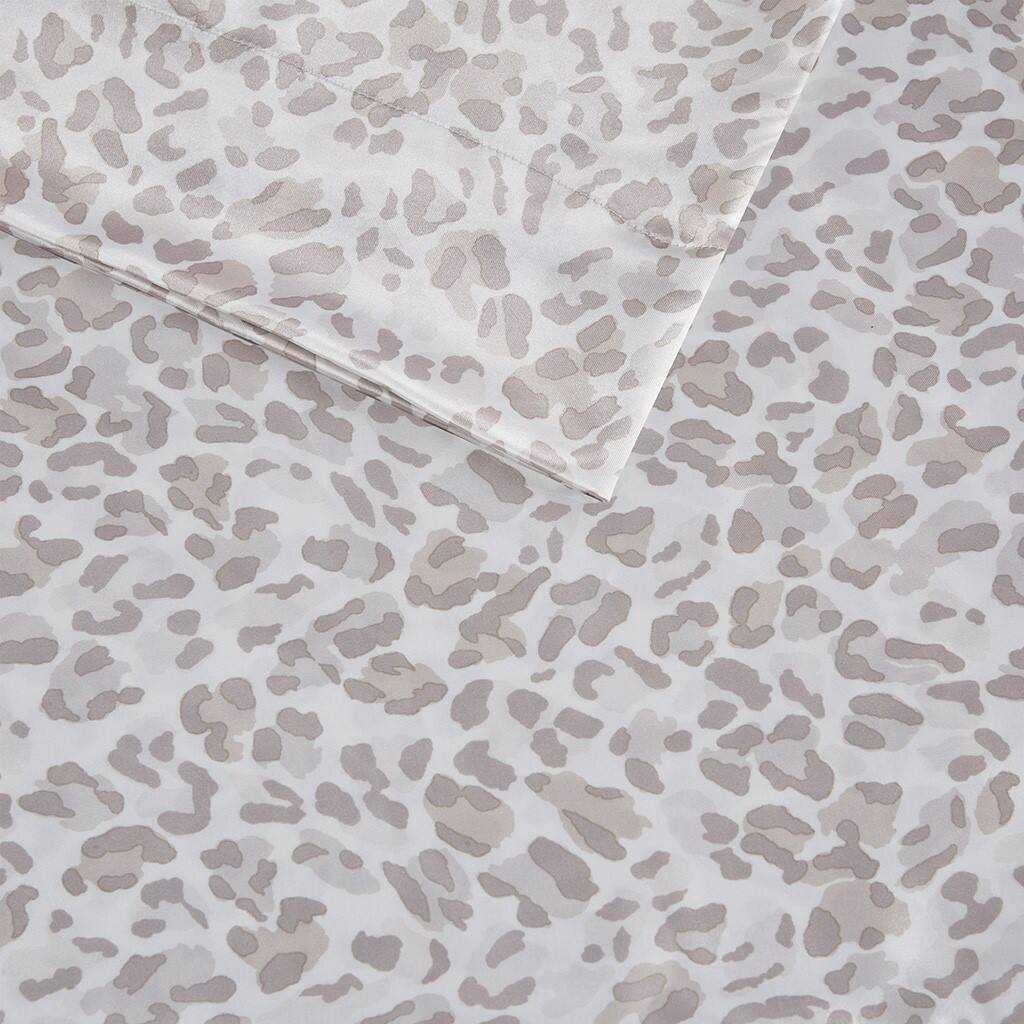 Alt View 5. Gracie Mills - Gracie Mills Emeline Animal Printed Wrinkle Free Satin Sheet Set - Taupe Leopard.