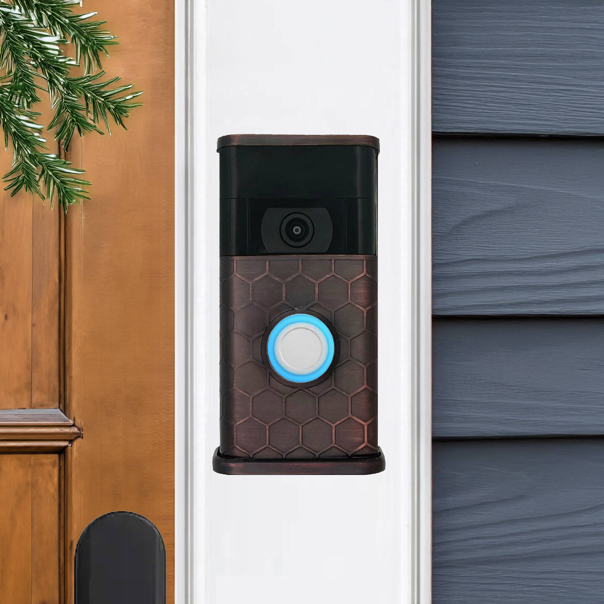 Alt View 3. Michael Healy - Honeycomb Video Doorbell Cover (Ring 2nd Gen) - Oiled Bronze.