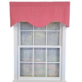 RLF Home - Cherry Check Cornice Valance - 100% Cotton with Ivory Lining 50" x 17" - Red